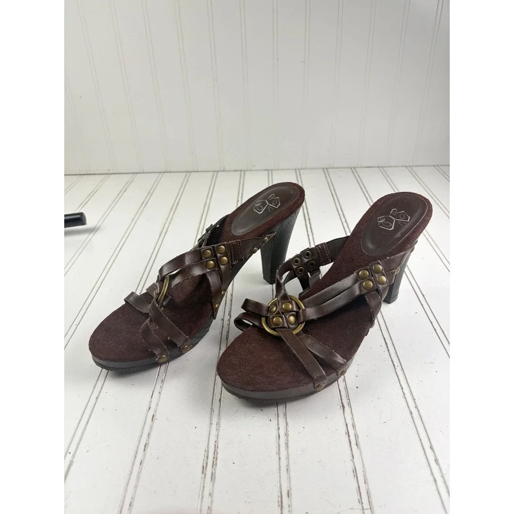 Bongo Vintage Y2K Norman Brown Strappy Boho Studded Platforms Women's Size 9M